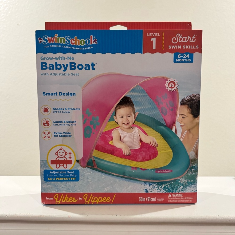 SWIMSCHOOL Pink & Teal BabyBoat Grow-With-Me Infant Float
